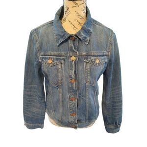J crew distressed denim jacket Medium Boho Y2k Grunge